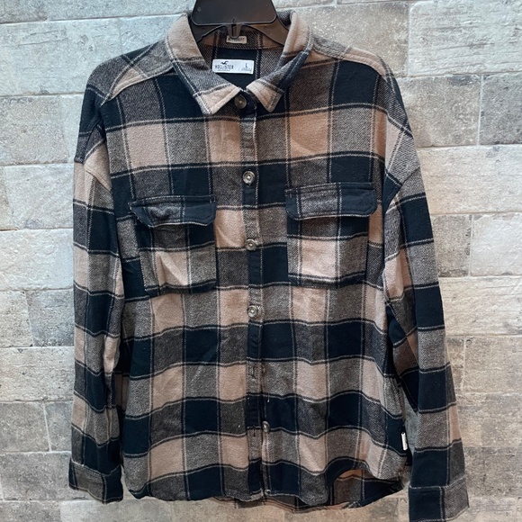 ❤️ HOLLISTER PLAID FLANNEL BOYFRIEND BUTTON DOWN SHIRT SIZE LARGE - Picture 2 of 5
